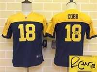 Youth Nike Green Bay Packers #18 Randall Cobb Navy Blue-Yellow Team Color Stitched Game Signature Edition Jersey