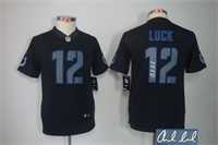 Youth Nike Indianapolis Colts #12 Andrew Luck Black Limited Impact Stitched Signature Edition Jersey