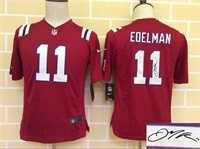 Youth Nike New England Patriots #11 Julian Edelman Red Team Color Stitched Game Signature Edition Jersey