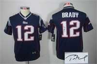 Youth Nike New England Patriots #12 Tom Brady Blue Team Color Stitched Game Signature Edition Jersey