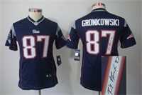 Youth Nike New England Patriots #87 Rob Gronkowski Blue Team Color Stitched Game Signature Edition Jersey