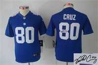 Youth Nike New York Giants #80 Victor Cruz Blue Team Color Stitched Game Signature Edition Jersey
