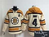 Boston Bruins #4 Bobby Orr Cream Stitched Signature Edition Hoodie