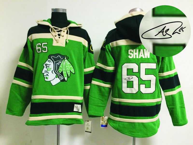Chicago Blackhawks #65 Shaw Green Stitched Signature Edition Hoodie