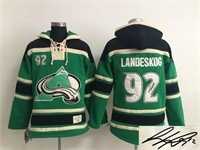 Colorado Avalanche #92 Gabriel Landeskog Green Stitched Signature Edition Hoodie