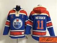 Edmonton Oilers #11 Mark Messier Blue Stitched Signature Edition Hoodie