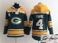 Green Bay Packers #4 Brett Favre Green Stitched Signature Edition Hoodie