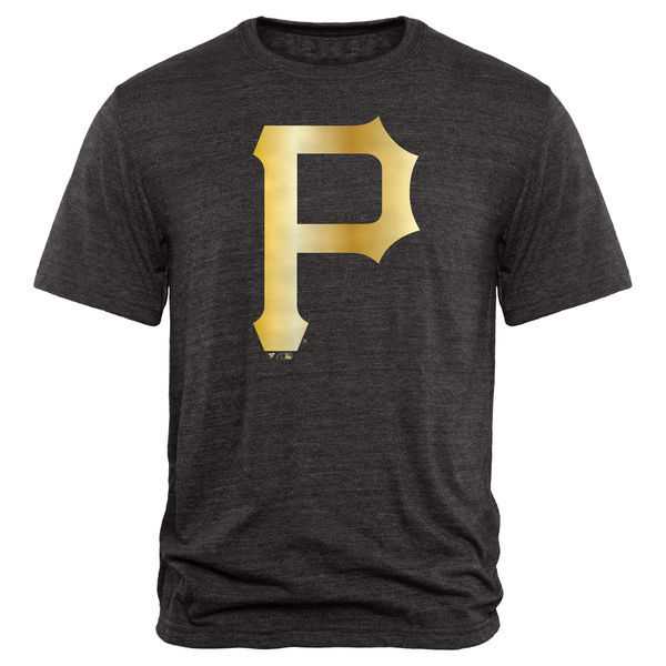 Men's Pittsburgh Pirates Fanatics Apparel Gold Collection Tri-Blend T-Shirt LanTian - Black