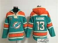 Miami Dolphins #13 Dan Marino Aqua Green Stitched Signature Edition Hoodie