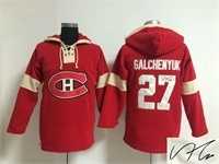 Montreal Canadiens #27 Alex Galchenyuk Red Solid Color Stitched Signature Edition Hoodie