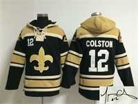 New Orleans Saints #12 Marques Colston Black Stitched Signature Edition Hoodie