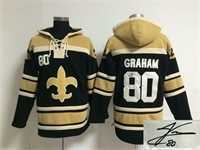 New Orleans Saints #80 Jimmy Graham Black Stitched Signature Edition Hoodie