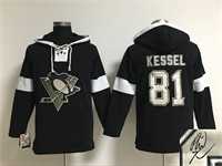 Pittsburgh Penguins #81 Phil Kessel Black Solid Color Stitched Signature Edition Hoodie