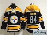 Pittsburgh Steelers #84 Antonio Brown Black Stitched Signature Edition Hoodie