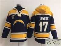 San Diego Chargers #17 Philip Rivers Navy Blue Stitched Signature Edition Hoodie