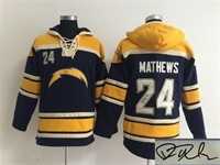 San Diego Chargers #24 Ryan Mathews Navy Blue Stitched Signature Edition Hoodie