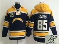 San Diego Chargers #85 Antonio Gates Navy Blue Stitched Signature Edition Hoodie