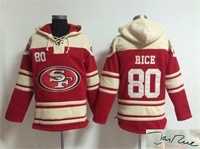 San Francisco 49ers #80 Jerry Rice Red Stitched Signature Edition Hoodie