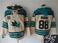 San Jose Sharks #88 Brent Burns Cream Stitched Signature Edition Hoodie