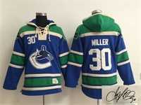 Vancouver Canucks #30 Ryan Miller Blue Stitched Signature Edition Hoodie
