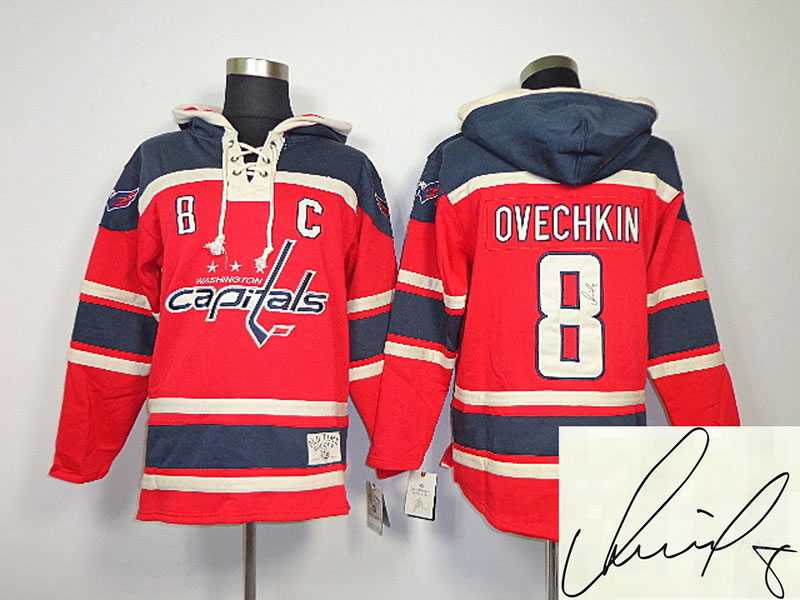 Washington Capitals #8 Alex Ovechkin Red Stitched Signature Edition Hoodie