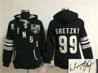 Women Los Angeles Kings #99 Wayne Gretzky Black Old Time Hockey Stitched Signature Edition Hoodie