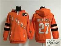 Women Philadelphia Flyers #27 Ron Hextall Orange Old Time Hockey Stitched Signature Edition Hoodie