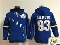 Women Toronto Maple Leafs #93 Doug Gilmour Blue Old Time Hockey Stitched Signature Edition Hoodie