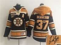 Youth Boston Bruins #37 Patrice Bergeron Black Stitched Signature Edition Hoodie