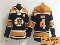Youth Boston Bruins #4 Bobby Orr Black Stitched Signature Edition Hoodie