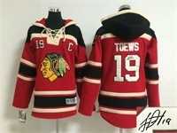 Youth Chicago Blackhawks #19 Jonathan Toews Red Stitched Signature Edition Hoodie