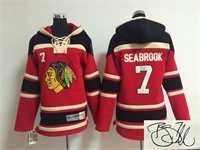 Youth Chicago Blackhawks #7 Brent Seabrook Red Stitched Signature Edition Hoodie