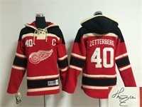 Youth Detroit Red Wings #40 Henrik Zetterberg Red Stitched Signature Edition Hoodie