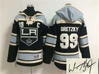 Youth Los Angeles Kings #99 Wayne Gretzky Black Stitched Signature Edition Hoodie