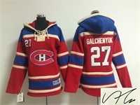 Youth Montreal Canadiens #27 Alex Galchenyuk Red Stitched Signature Edition Hoodie