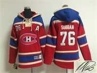 Youth Montreal Canadiens #76 P.K Subban Red Stitched Signature Edition Hoodie