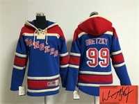 Youth New York Rangers #99 Wayne Gretzky Light Blue Stitched Signature Edition Hoodie