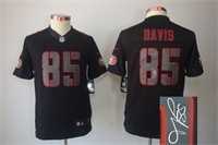 Youth Nike San Francisco 49ers #85 Vernon Davis Black Limited Impact Stitched Signature Edition Jersey
