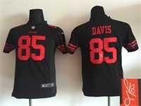 Youth Nike San Francisco 49ers #85 Vernon Davis Black Team Color Stitched Game Signature Edition Jersey