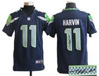 Youth Nike Seattle Seahawks #11 Harvin Blue Team Color Stitched Game Signature Edition Jersey
