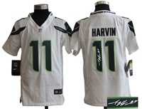 Youth Nike Seattle Seahawks #11 Harvin White Team Color Stitched Game Signature Edition Jersey