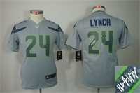Youth Nike Seattle Seahawks #24 Marshawn Lynch Gray Team Color Stitched Game Signature Edition Jersey