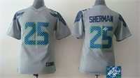 Youth Nike Seattle Seahawks #25 Richard Sherman Gray Team Color Stitched Game Signature Edition Jersey