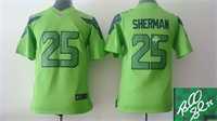 Youth Nike Seattle Seahawks #25 Richard Sherman Green Team Color Stitched Game Signature Edition Jersey