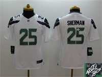 Youth Nike Seattle Seahawks #25 Richard Sherman White Team Color Stitched Game Signature Edition Jersey