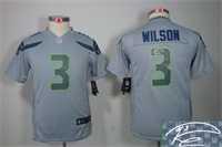 Youth Nike Seattle Seahawks #3 Russell Wilson Gray Team Color Stitched Game Signature Edition Jersey