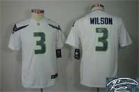 Youth Nike Seattle Seahawks #3 Russell Wilson White Team Color Stitched Game Signature Edition Jersey