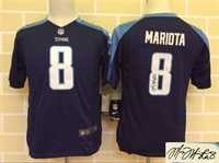 Youth Nike Tennessee Titans #8 Marcus Mariota Navy Blue Team Color Stitched Game Signature Edition Jersey