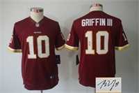 Youth Nike Washington Redskins #10 Robert Griffin III Red Team Color Stitched Game Signature Edition Jersey