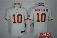 Youth Nike Washington Redskins #10 Robert Griffin III White Team Color Stitched Game Signature Edition Jersey